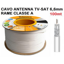 Cavo coassiale RAME  TELEVES, CXT PVC 6,8mm bianco (bobina 100 m ), 2126