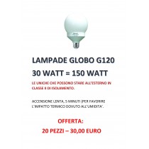 PROMO 20 LAMPADE COMPATTE FLUORESCENTI MAUS MOD. GLOBO 30W 6700K E27 CLASSE ISOLAMENTO II ACCENSIONE LENTA - 1010