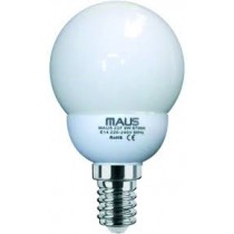 32 LAMPADE COMPATTE FLUORESCENTI MAUS MOD. MINI GLOBO 9W 2700K E14 CLASSE ISOLAMENTO II ACCENSIONE IMMEDIATA - 